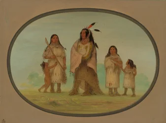 Assinneboine-Krieger und seine Familie