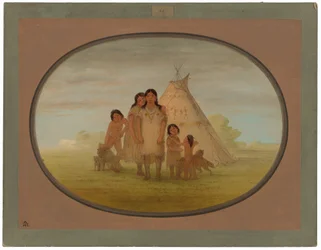 Kinder des Camanchee-Häuptlings und Wigwam