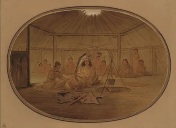 Catlin wurde vom Mandan-Häuptling bewirtet, 1861-1869