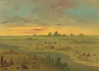 Lager der Pawnee-Indianer bei Sonnenuntergang, 1861-1869