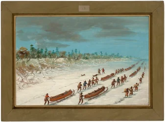 La Salle überquert den Michigansee auf dem Eis. Dezember 8, 1681