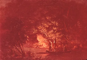 Ojibwe beim Lachsstechen bei Fackellicht, 1846-1848
