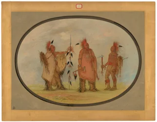 Osage-Häuptling mit zwei Kriegern