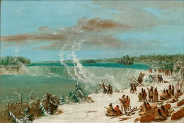 Portage um die Niagarafälle bei Table Rock, 1847-1848
