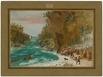 Die Expedition lagert unterhalb der Niagarafälle. 20. Januar 1679