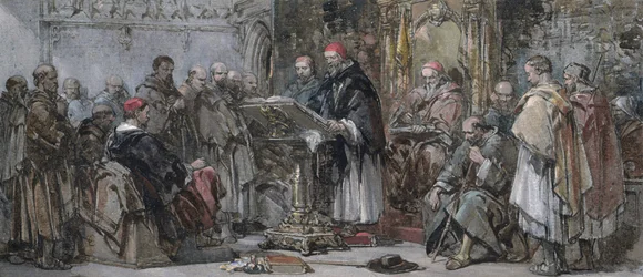 Eine Szene aus dem Klosterleben: Predigt in der Kirche