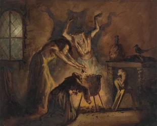Szene mit drei Hexen aus Shakespeares Macbeth