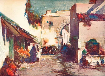 Auf der Straße: Eine Szene in Tanger, um 1903