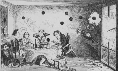 Eine unterbrochene englische Dinnerparty in Paris, ca. 1849