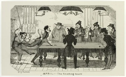 April - Der letzte Schliff aus George Cruikshanks Stahlradierungen zu The Comic Almanacks: 1835-1853