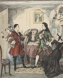 Kühnheit von Jack Sheppard, Illustration aus Jack Sheppard: Eine Romanze von William Harrison Ainsworth, veröffentlicht 1839 (handkolorierte Radierung)