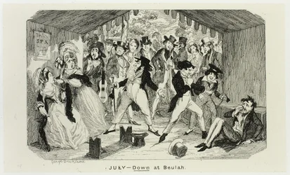 Juli - Unten bei Beulah aus George Cruikshanks Stahlradierungen zu The Comic Almanacks: 1835-1853