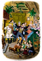 Viktorianische Weihnachtskarte von George Cruikshank