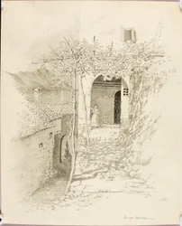 Ohne Titel (Übertragungszeichnung für Dorfstraße, Luganersee, Italien [Nr. 1])