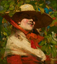 Mädchen mit Strohhut (Öl auf Leinwand)
