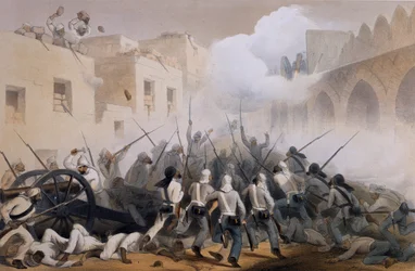 Sturm auf Delhi 1857, aus The Campaign in India 1857-58 von Zeichnungen, die während der ereignisreichen Zeit des großen Aufstands gemacht wurden, die militärischen Operationen vor Delhi und seiner Umgebung darstellend