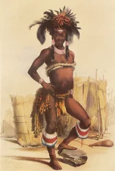 Nc’pae, ein junger Zulu in seinem Tanzkostüm