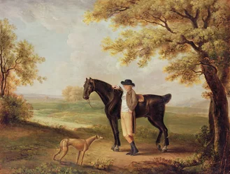Pferd, Reiter und Windhund