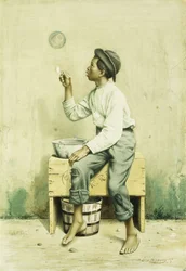 Schwarzer Junge beim Seifenblasenmachen, 1887