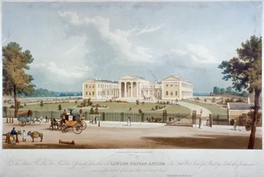 Südwestansicht des London Orphan Asylum in Lower Clapton, Hackney, London, um 1830