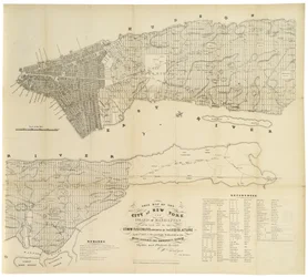 Diese Karte der Stadt New York und der Insel Manhattan, wie sie von den Kommissaren festgelegt wurde, 1853