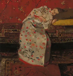 Meisje in witte kimono