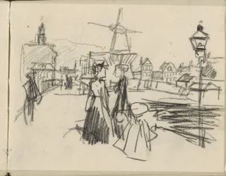 Blick auf den Blekerspad in Amsterdam mit der Mühle De Victor