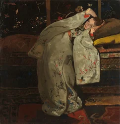 Mädchen im weißen Kimono