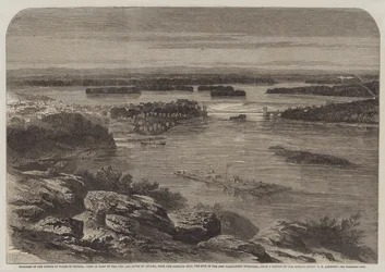 Fortschritt des Prinzen von Wales in Kanada, Blick auf einen Teil der Stadt und des Flusses Ottawa vom Barrack Hill, dem Standort der neuen Parlamentsgebäude