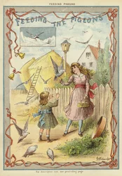 Tauben füttern (Chromolithografie)