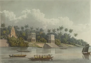 Hindoo-Pagoden unterhalb von Barrackpore am Ganges