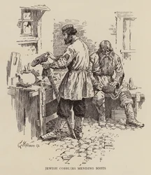 Jüdische Schuster reparieren Stiefel