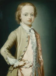 Porträt des ehrenwerten William Napier, 1735, im Alter von acht Jahren, dreiviertel Länge, trägt einen grünen Mantel, 1735