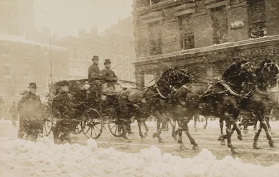 William Howard Taft und Theodore Roosevelt fahren zur Kapitol für Tafts Amtseinführung