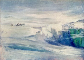 Die Depot-Party unter Gletscherspalten, ca. 1908, 1909