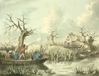 Entenjagd, geätzt von Thomas Rowlandson (1756-1827), veröffentlicht von J. Harris, 1789 (kolorierte Ätzung)