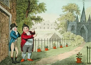 Ein Garten zeigend, graviert von Isaac Cruikshank, veröffentlicht 1796 (Aquatinta)