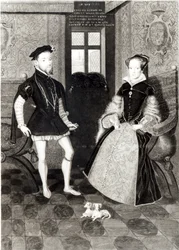 Porträt von Philipp II. von Spanien und Königin Maria I., graviert von Joseph Brown, 1812