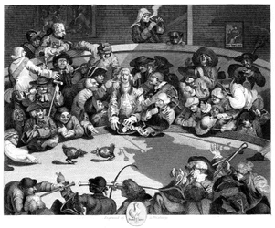 Die Hahnenkampfarena, um 1840