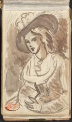 Halbporträt einer Dame mit Hut
