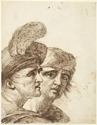 Köpfe von zwei Männern (verso: Studie für die Anklage der Susanna)