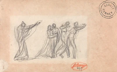 Möglicherweise eine Figur, die einen Fluch auf eine Gruppe ausspricht
