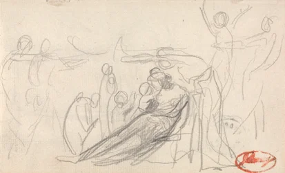 Liegende Figur mit Kindern und anderen Figuren