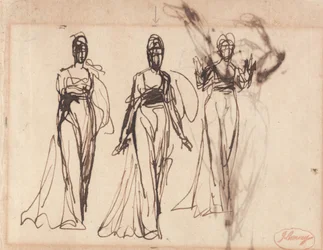 Drei Studien einer stehenden Frau, möglicherweise Circe