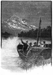 Illustration von Jules Vernes Roman „Der prächtige Orinoco“, Hetzel-Ausgabe / Außergewöhnliche Reisen 1898