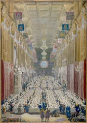 Ansicht des Abendessens des Lord Mayor in der Guildhall, City of London