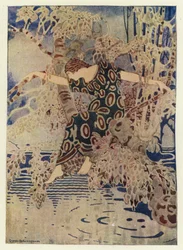 Sie kletterte in einen Baum, der sich über das Wasser erstreckte