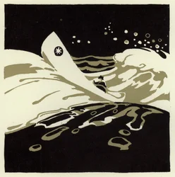 Der kleine Mann trotzt dem Sturm in Glooskaps schwerem Kanu