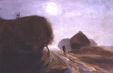 Heuhaufen im Mondlicht