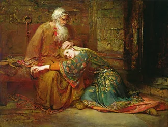Cordelia tröstet ihren Vater, König Lear, im Gefängnis